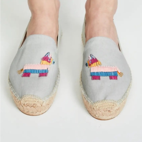 Soludos pink piñata chambray smoking slipper espadrille size 6 - Picture 1 of 11